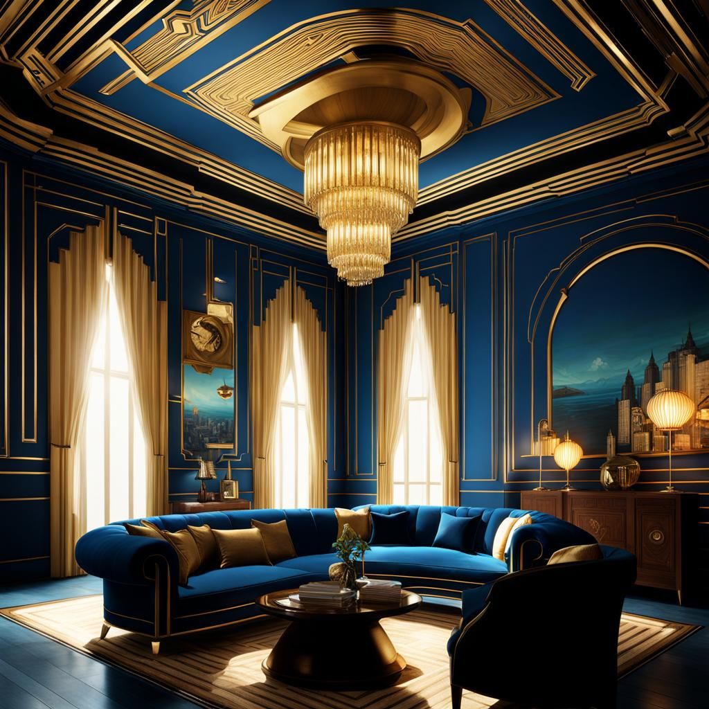 Art Deco Living Room Inspired by Bioshock's Rapture