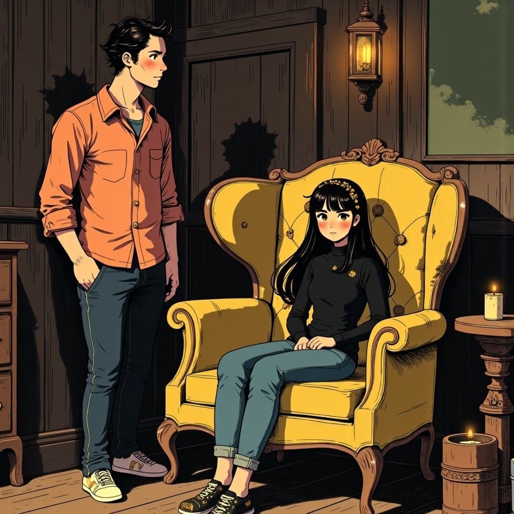 Confident Gentleman in Vintage Setting with Mysterious Woman