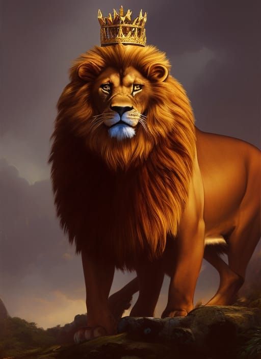 Anthropomorphic Lion King Portrait in Splash Art Style