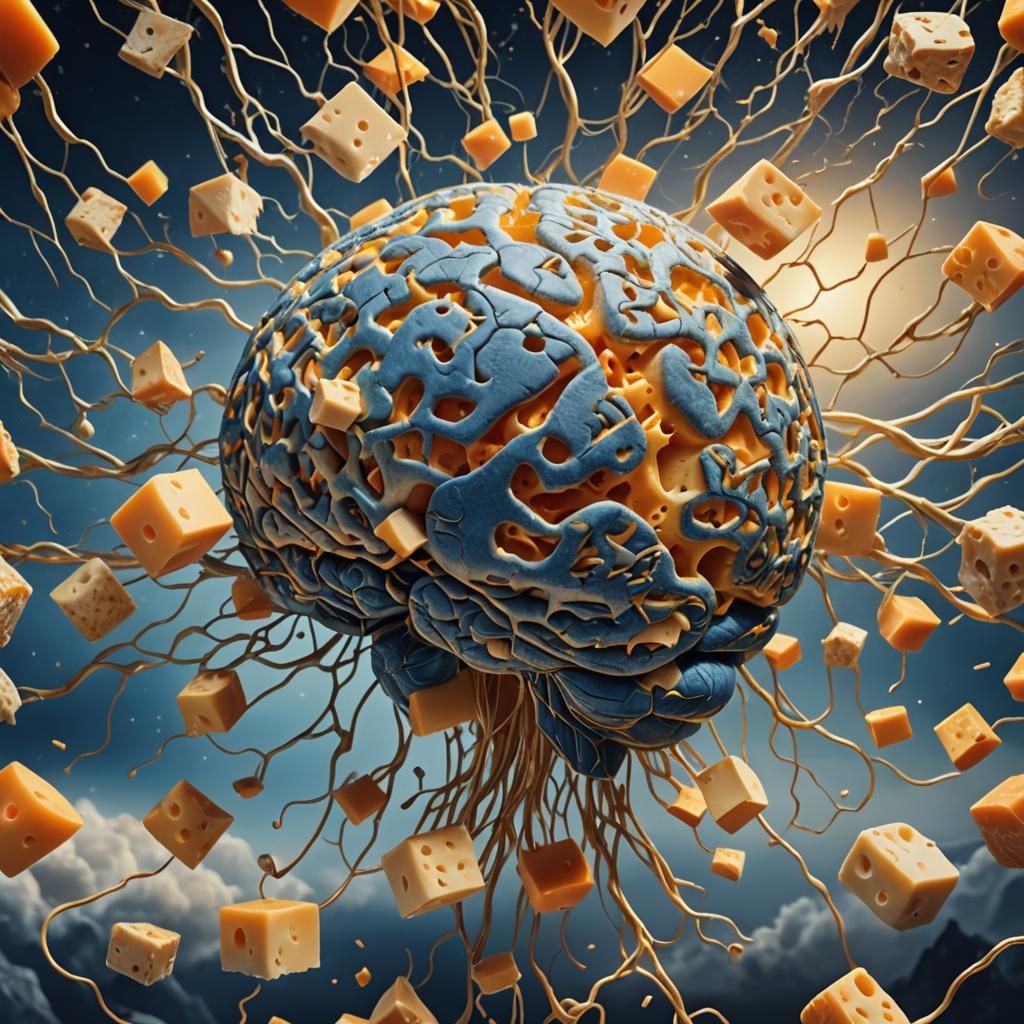 Brain Touching Cheese: Detailed Matte Painting