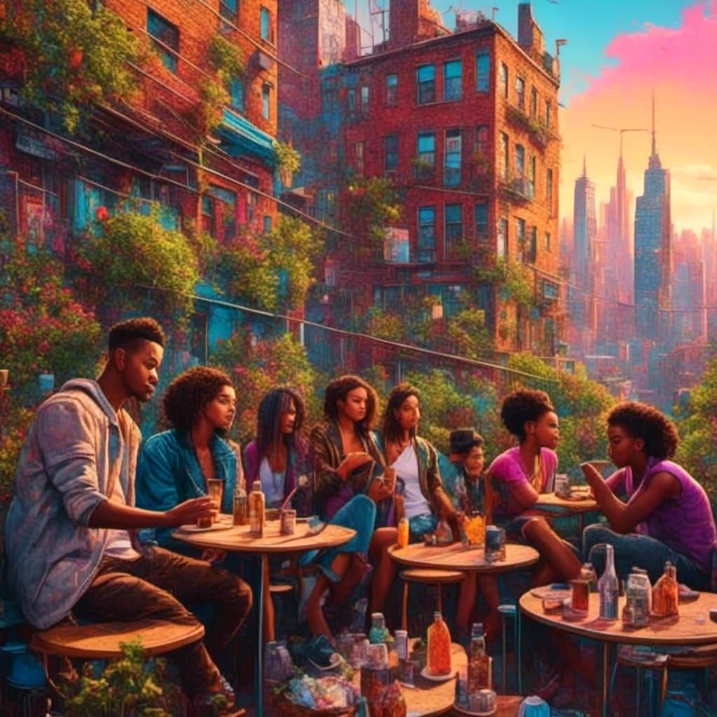 Rooftop Cafe Lunchtime in the City