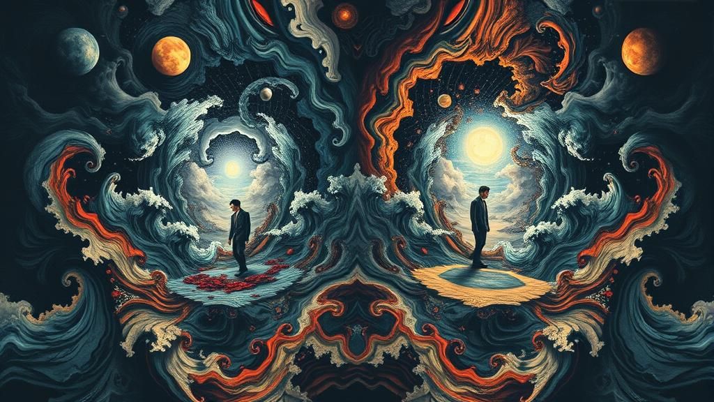 Surreal Sleepwalking Double Image in Biomorphic Style