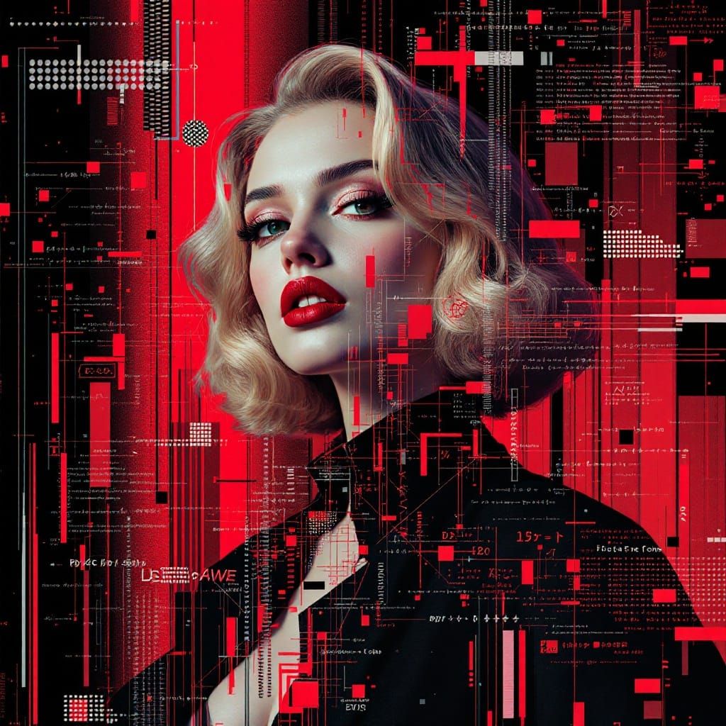 Pin-Up Glitch Art Inspired by Ryoji Ikeda