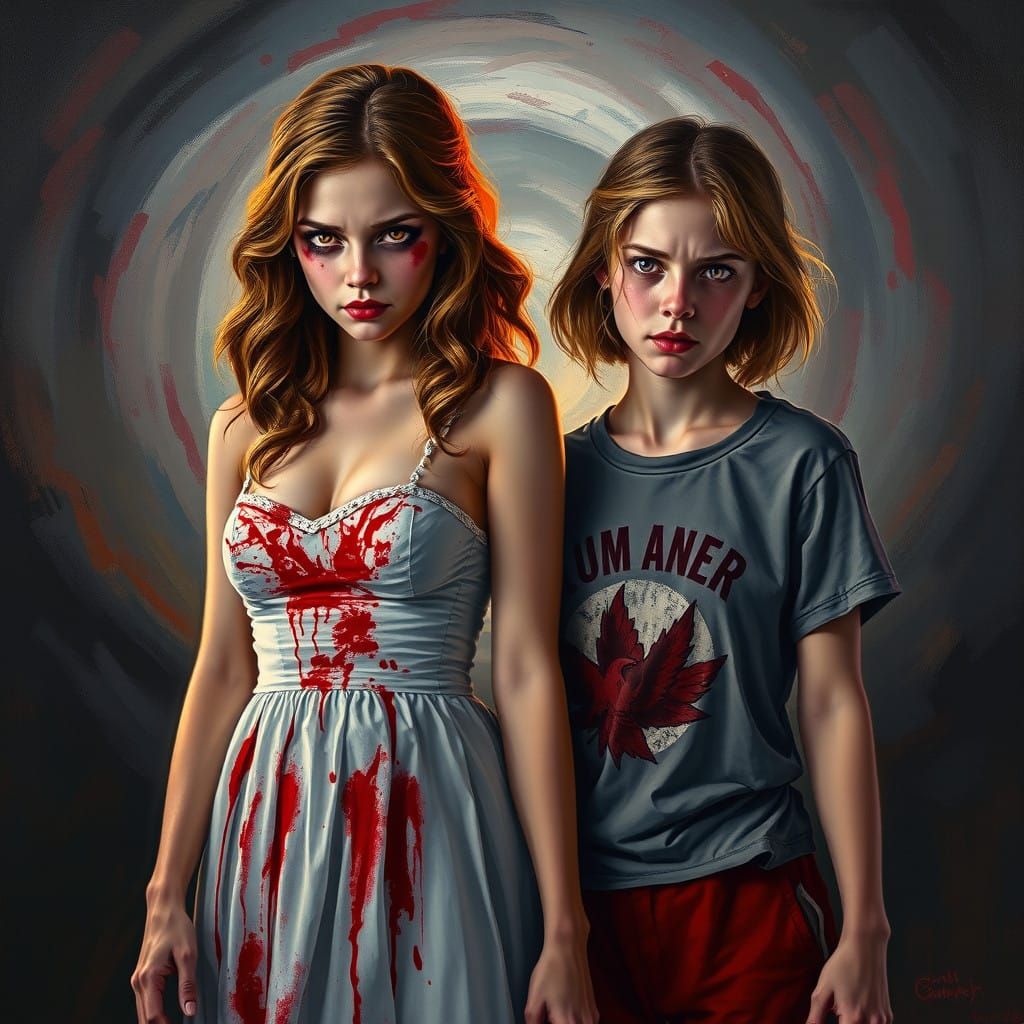 Telekinetic Fury: A Haunting Portrait of Carrie and Angela