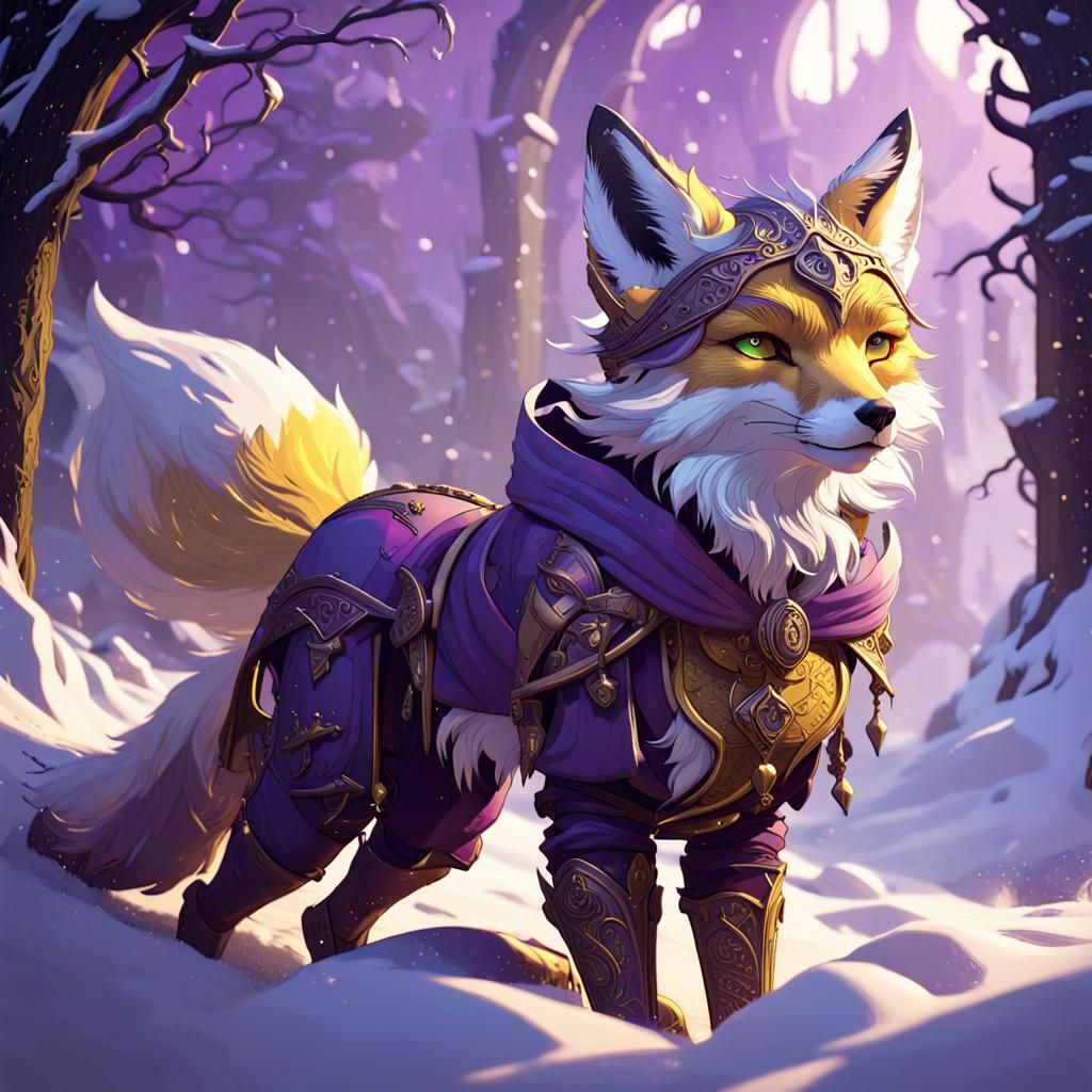 Snow Fox Dark Fantasy Concept Art in 8k