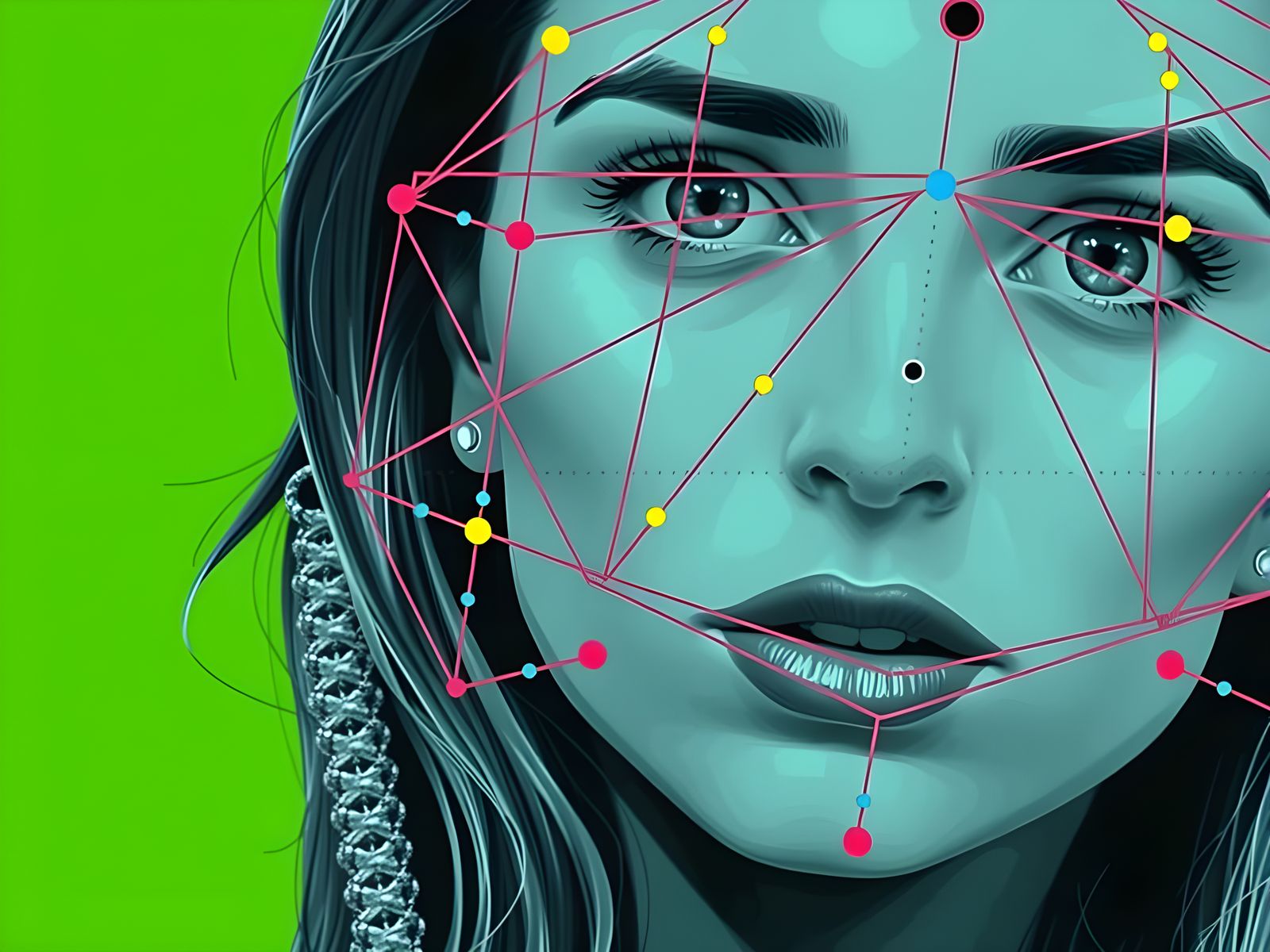 Neon Pop Art Figure in Bold Triadic Colors