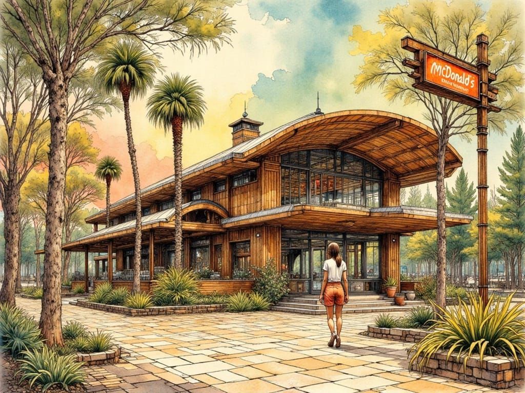 McDonald's Restaurant in Frank Lloyd Wright Style