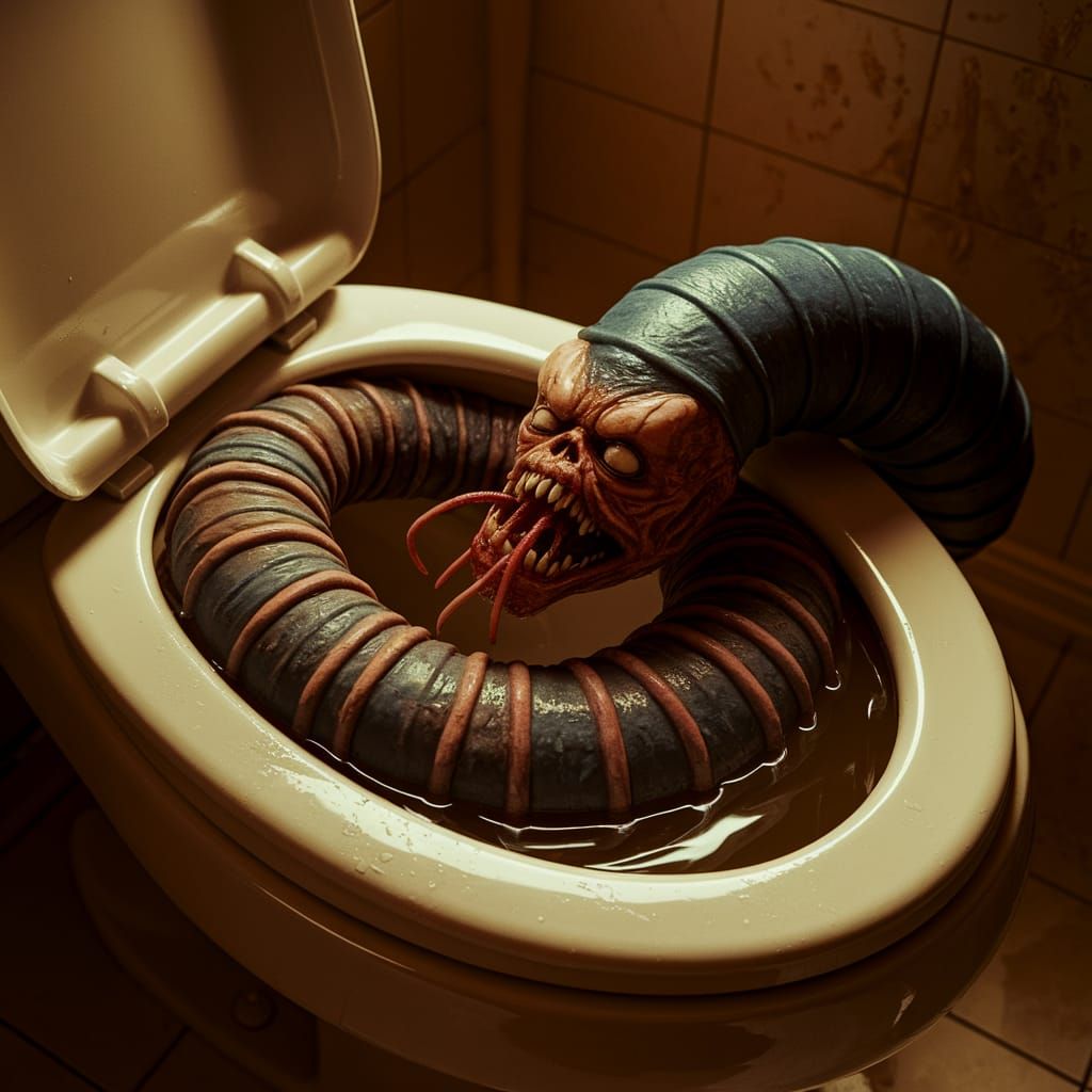 Terrifying Facehugger Parasite Lurks in Dimly Lit Bathroom