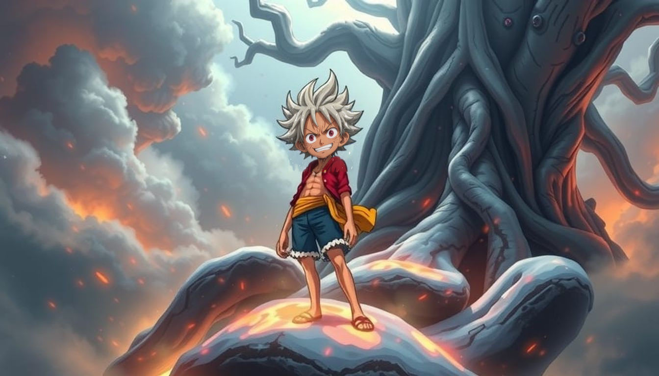 Luffy on Loki's Shoulder: Anime Fantasy Scene