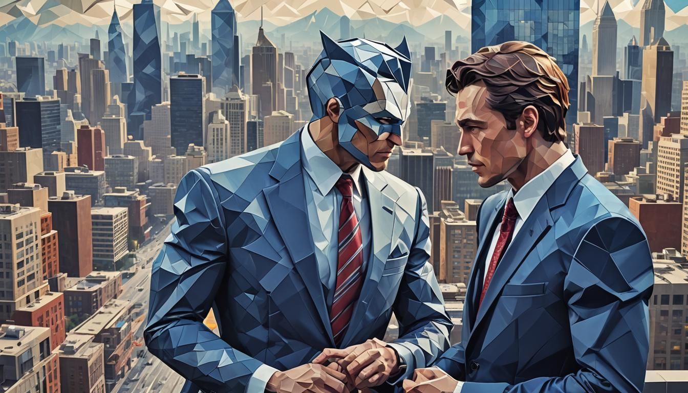 Superhero Client Meeting in Origami Style