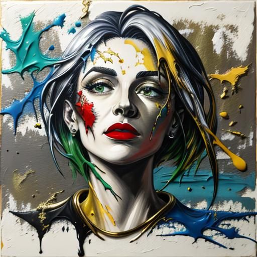 Abstract Impasto Painting in Acrylic Encaustic