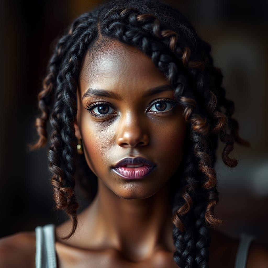 Detailed Portrait with Elaborate Hairstyle