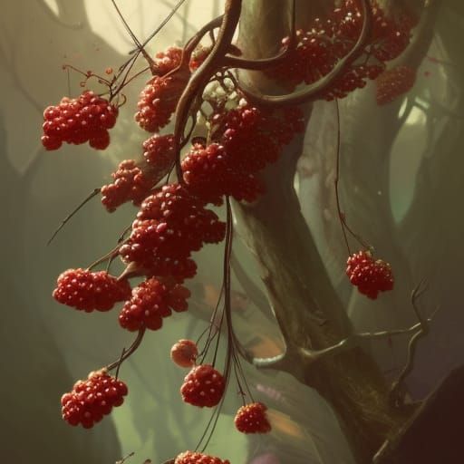 Hyperdetailed Berries in Dark Fantasy Style