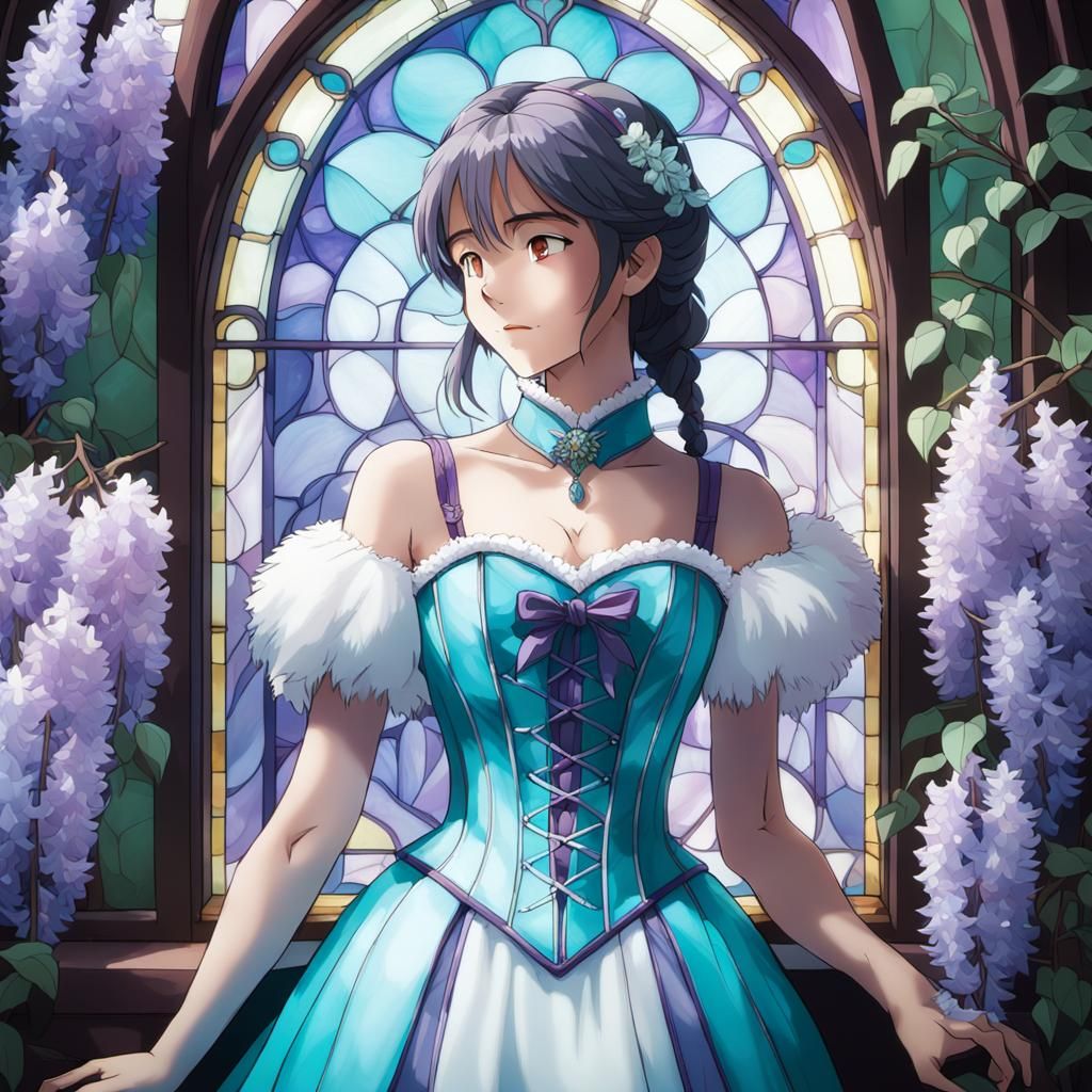 Elegant Fox-Eared Woman in Anime Style