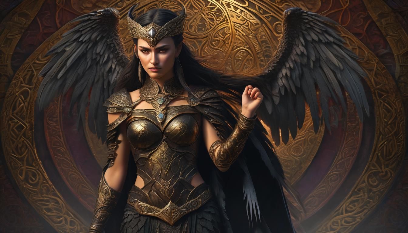 Morrigan, Celtic Goddess of War in Dramatic Lighting