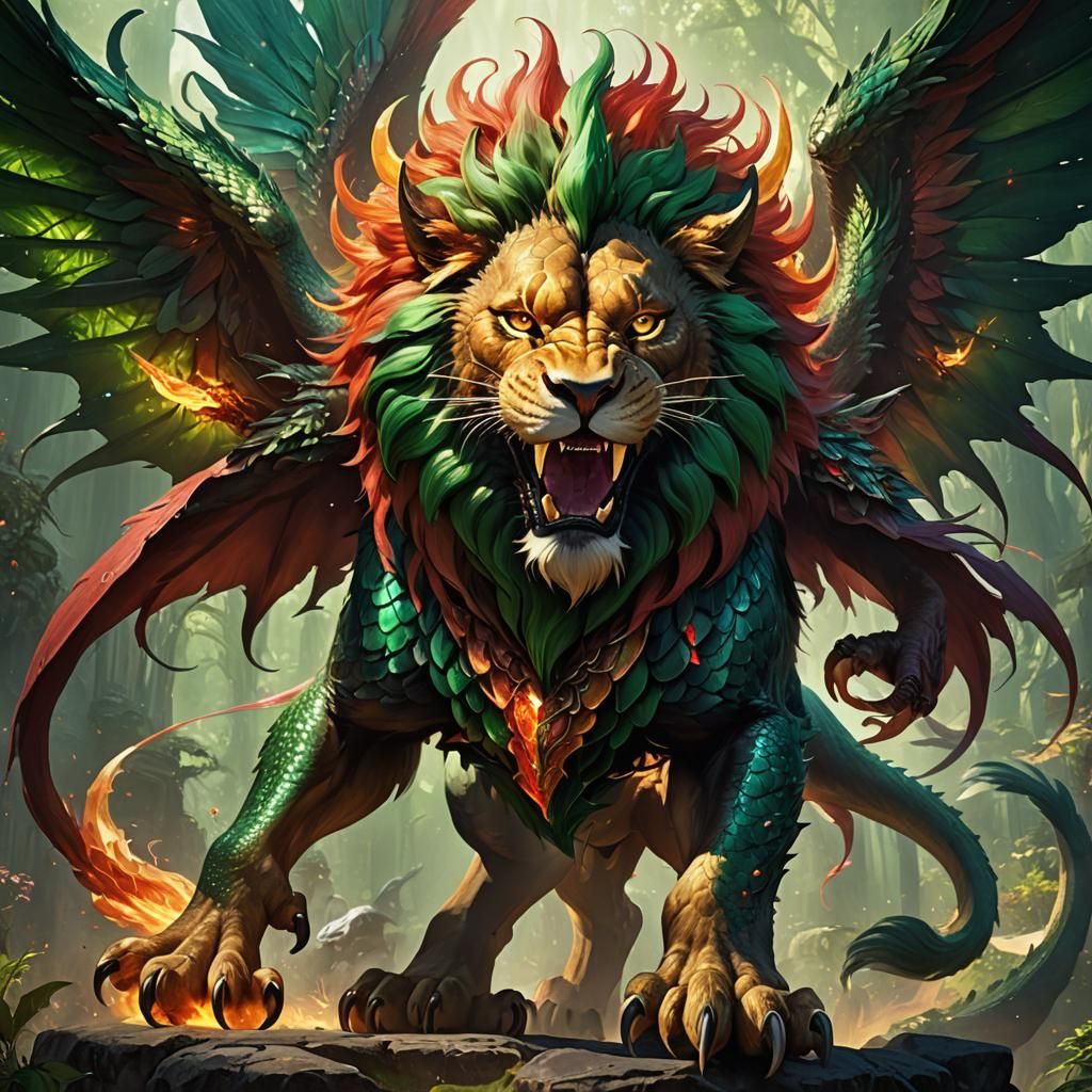 Lion-Dragon Hybrid: Fantastical Creature Concept Art