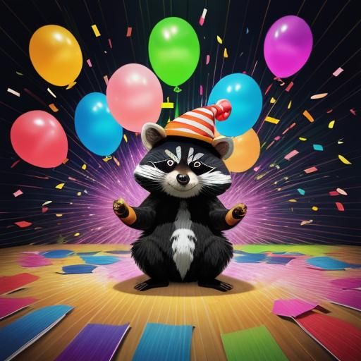 Anime Raccoon Party Animal in Studio Trigger Style