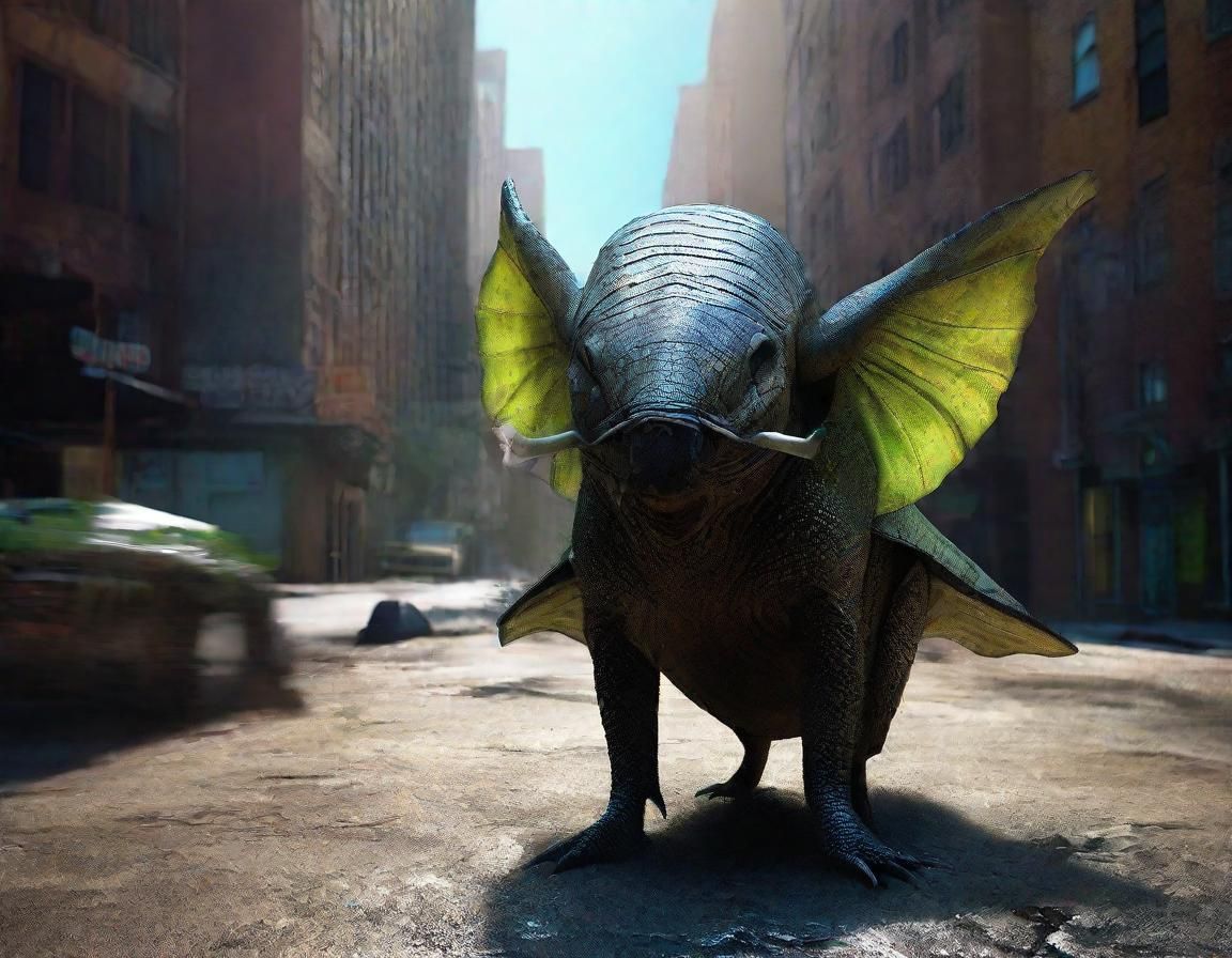 Mystical Creature with City Affinity, Detailed Matte Paintin...