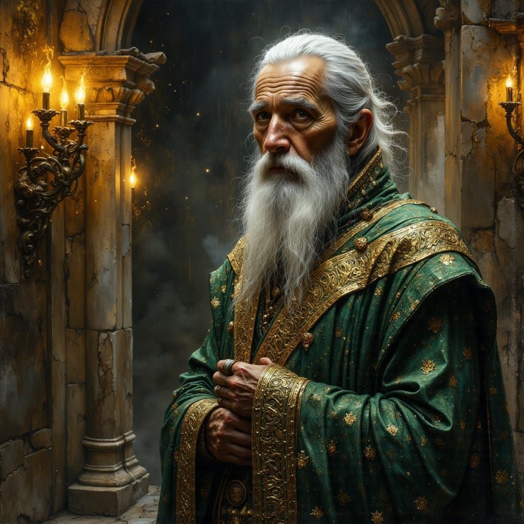 Wizard in Gothic Hall, Digital Matte Painting