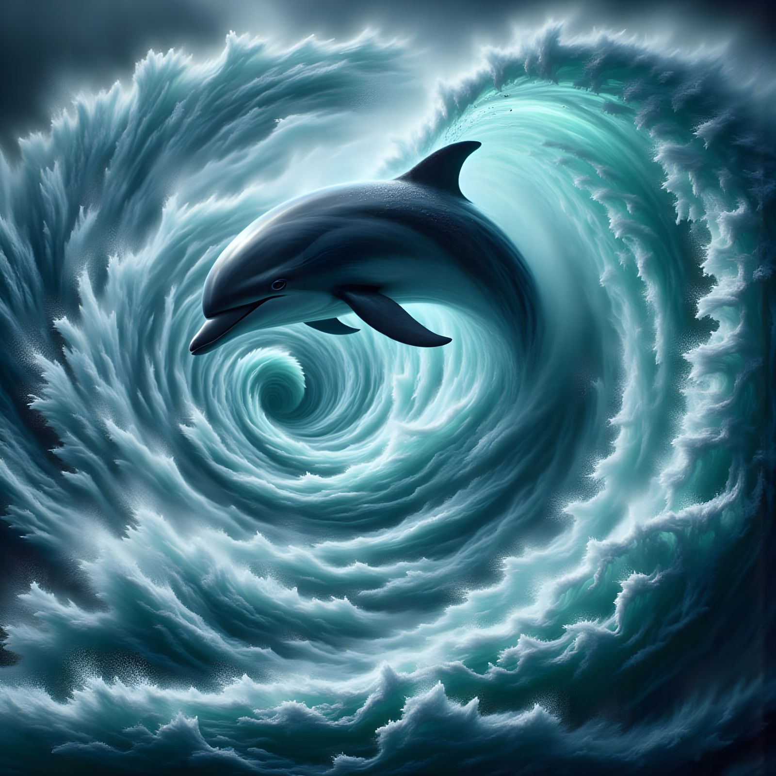 Sleek Dolphin in Turbulent Ocean Vortex
