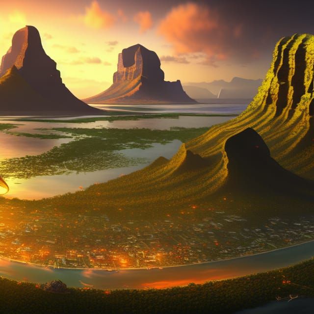 Le Morne Brabant: Detailed Matte Painting in Deep Color