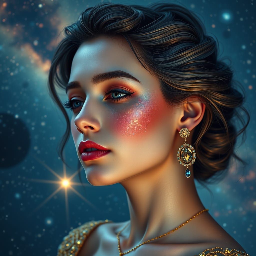 Galactic Goddess in Radiant Cosmic Colors
