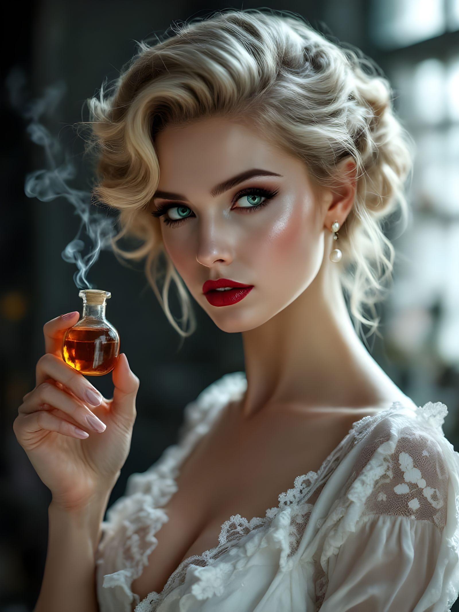 Mysterious Edwardian Siren in Dark Victorian Laboratory