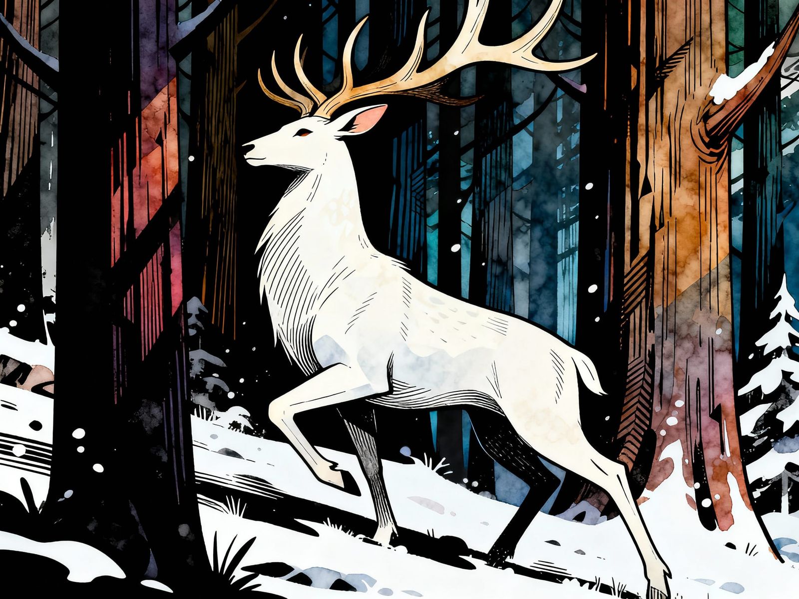 in the minimalist illustrative style of pascal campion, BakaArts, Rlonart, sable, Supergiant Games :: Dark comic style, ...