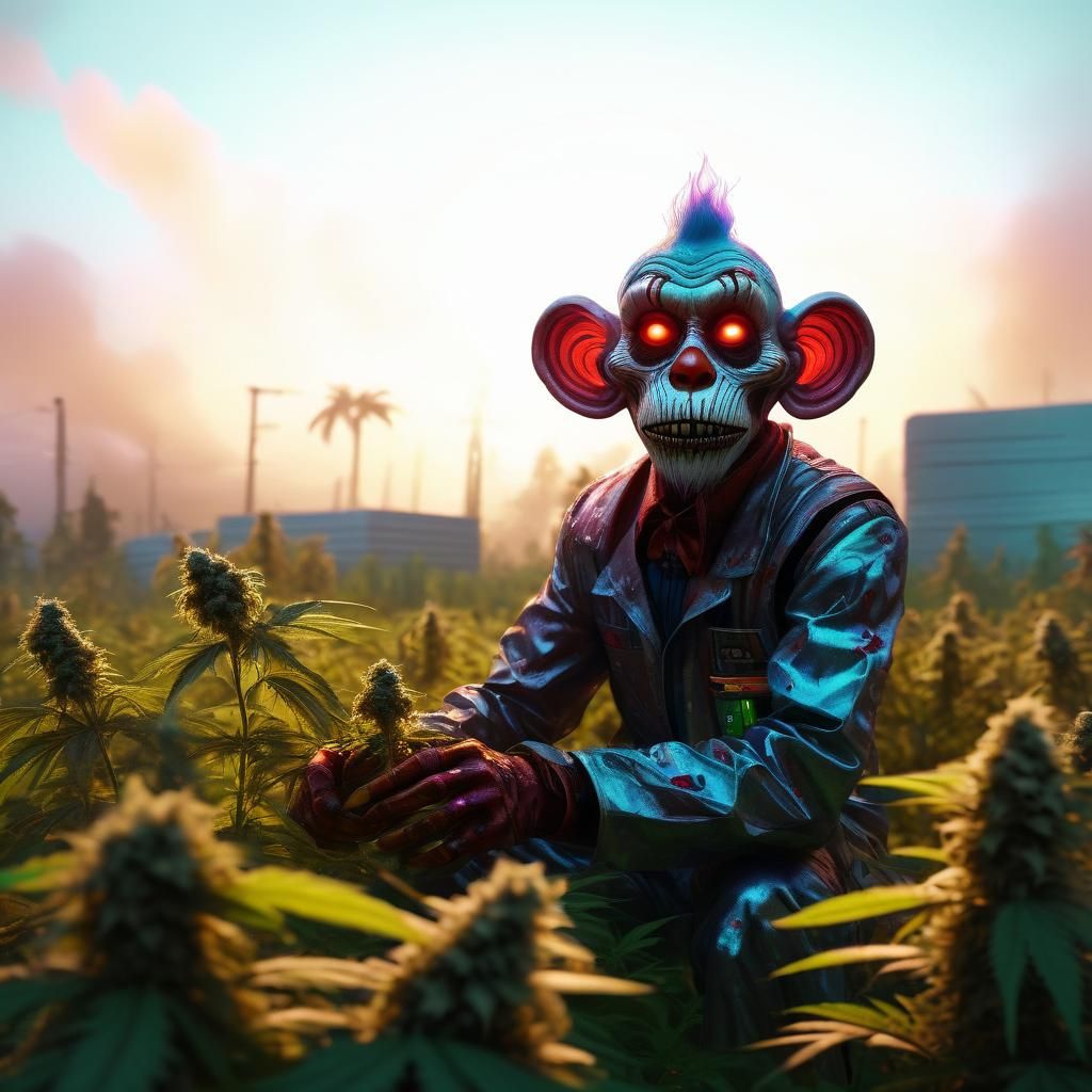 Zombie Monkey Clown Harvester in Cyberpunk Style