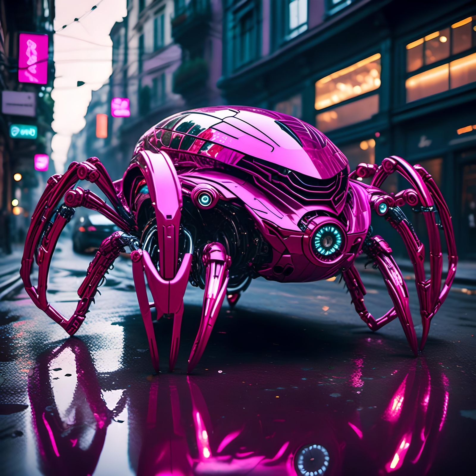 Magenta Chrome Futuristic Spider Car