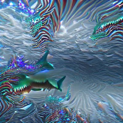 Chromatic Shark Leaps in Psychedelic Ocean