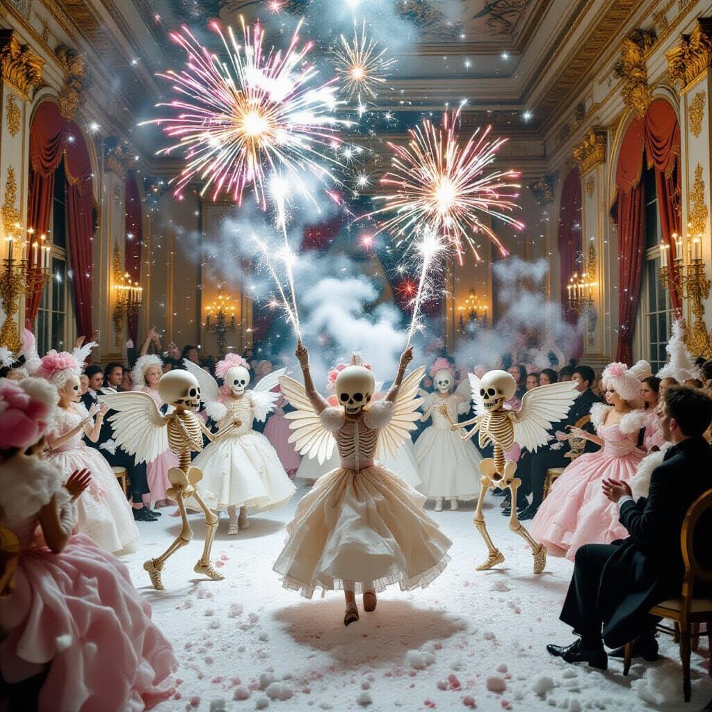 Skeleton Cherubs Celebrate New Year with Confectionery Ball