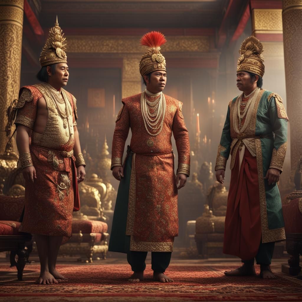 Majapahit King in Council: Hyperrealistic Cinematic Scene