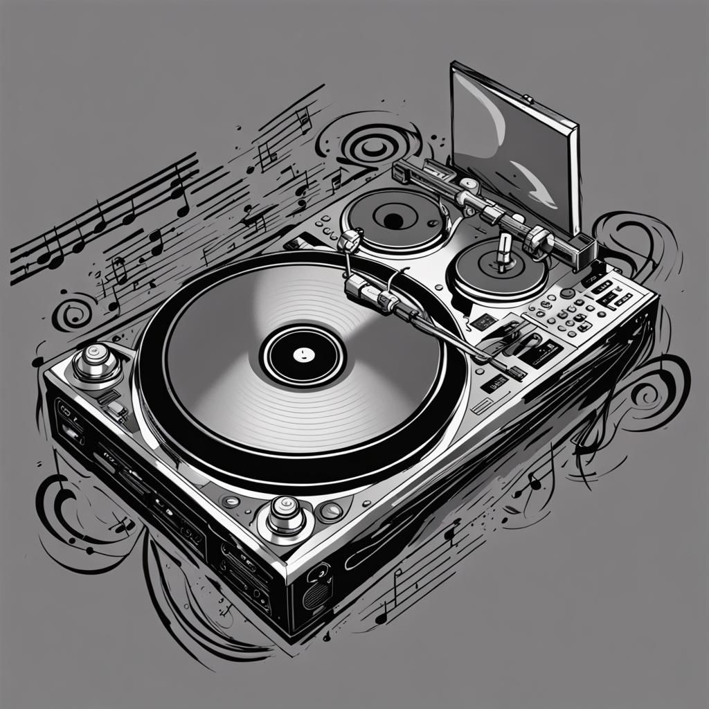 DJ at Turntable: Techno Music Photographic Masterpiece