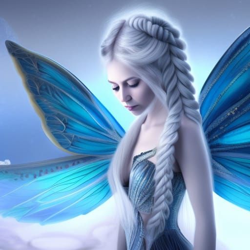 Icy Fairy in Snowy Landscape: Detailed Matte Painting