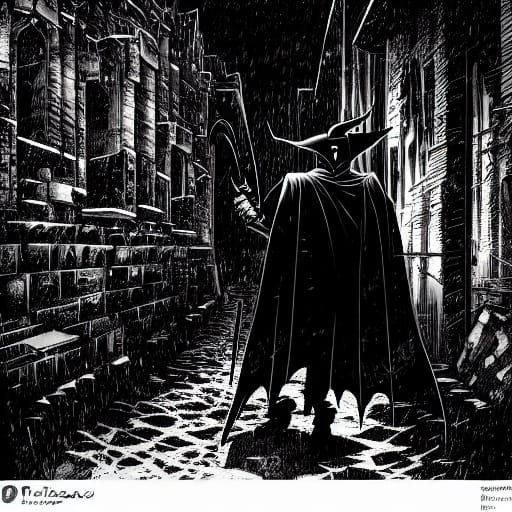 Knightmare Batman in Ruined Gotham: Comic Art