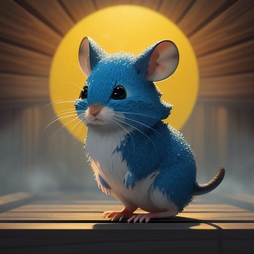Whimsical Field Mouse in Vibrant Sauna
