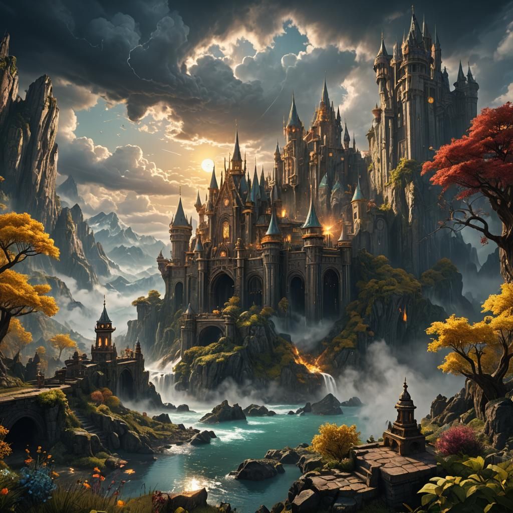 Sunshine Breaks Through Clouds: Detailed Matte Painting