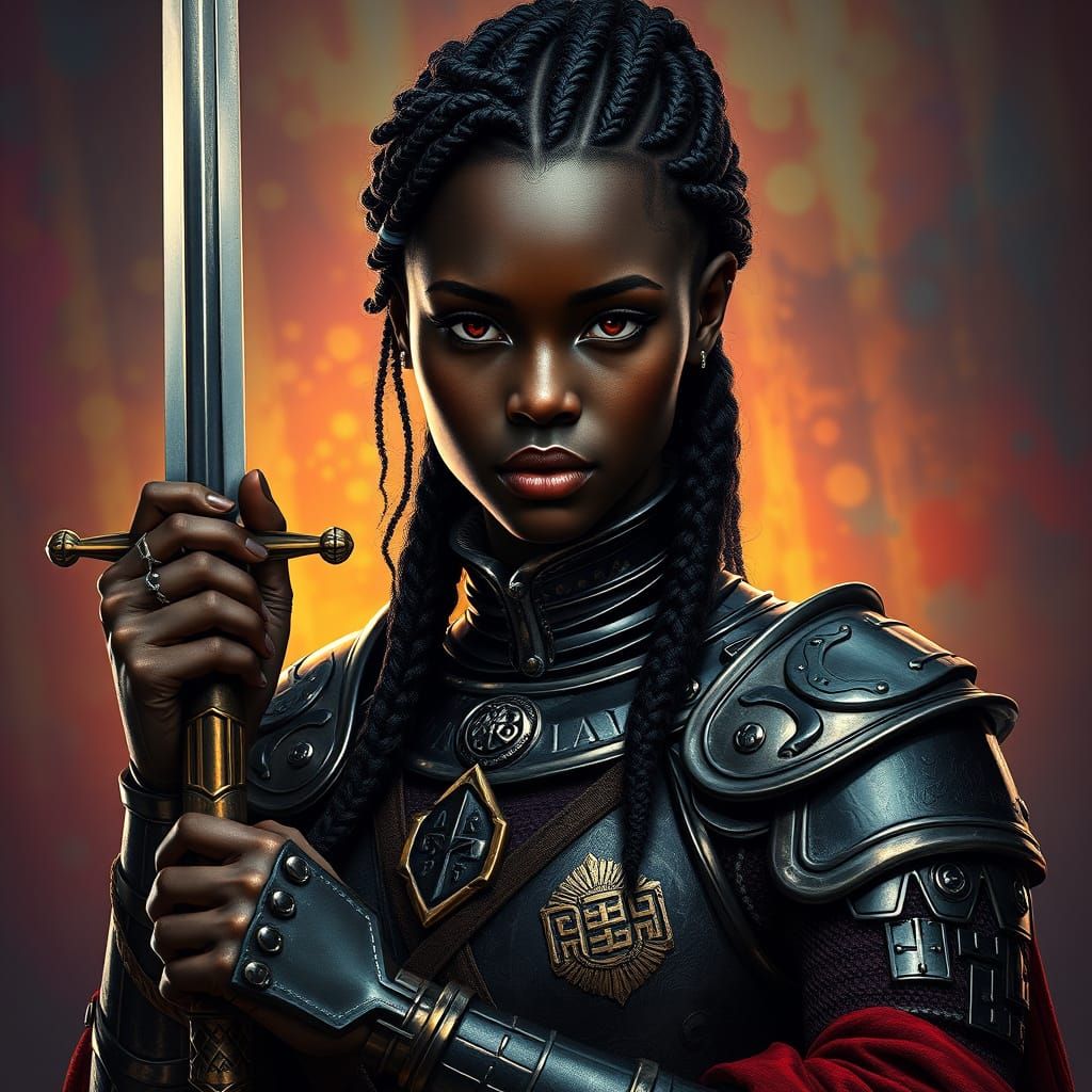 Black Female Knight Templar in Ornate Armor