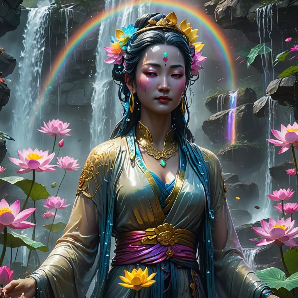 Quan Yin in Cyberpunk Style: Goddess of Mercy