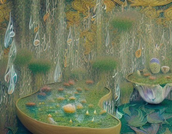 Surreal Water Fountains Compose Poems in Starship