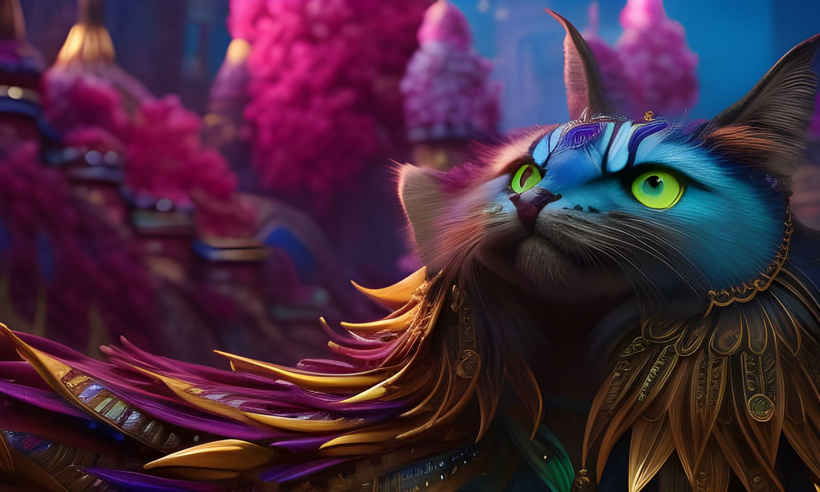 Magical Sorceress Feline in Surrealist Collage