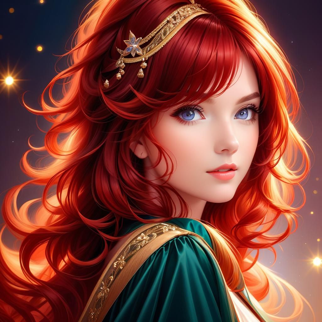 Portrait of a Beautiful Woman with Red Hair