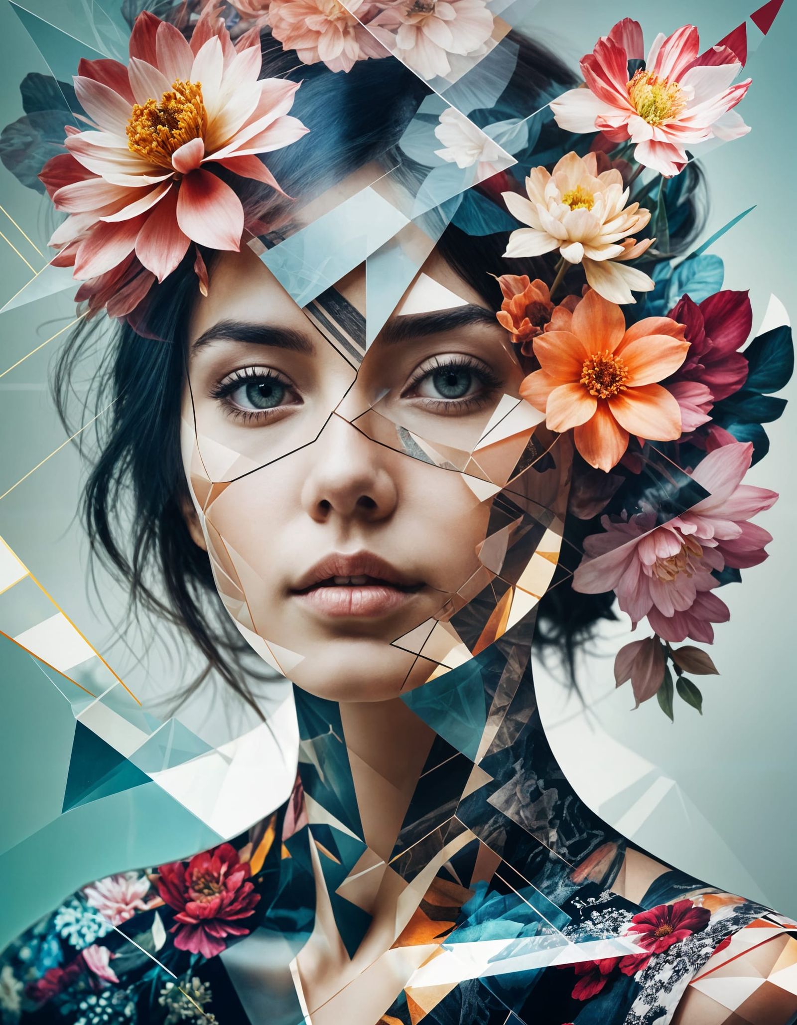 Double Exposure Portrait with Abstract Patterns