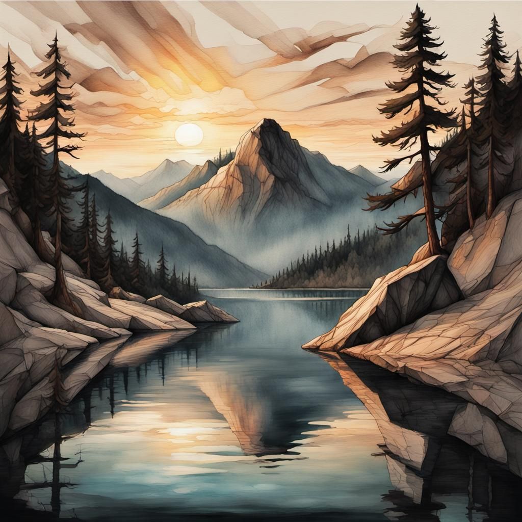 Broken Rock Head at Dusk: Hyperrealistic Concept Art