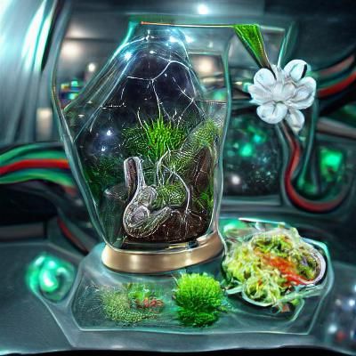 Terrarium with Greenery and Rabbit: Astral Illustration