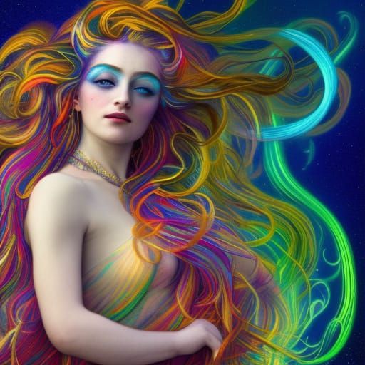 Rainbow Goddess Dance: Hyperdetailed Luminous Figure