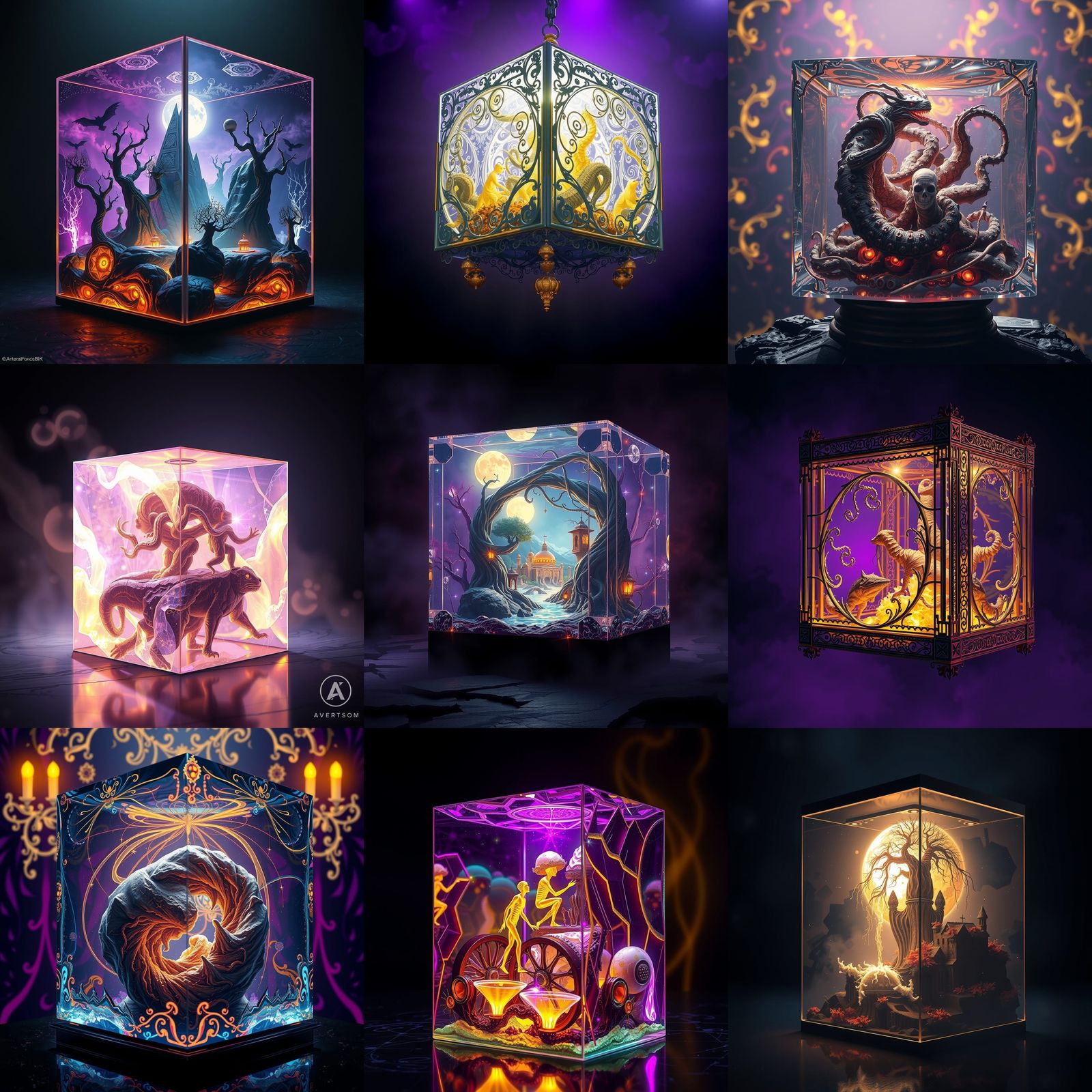 Glas Würfel in Dark Fantasy Realm