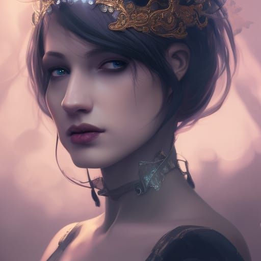 Gothic Princess Portrait in Hyperdetailed Style