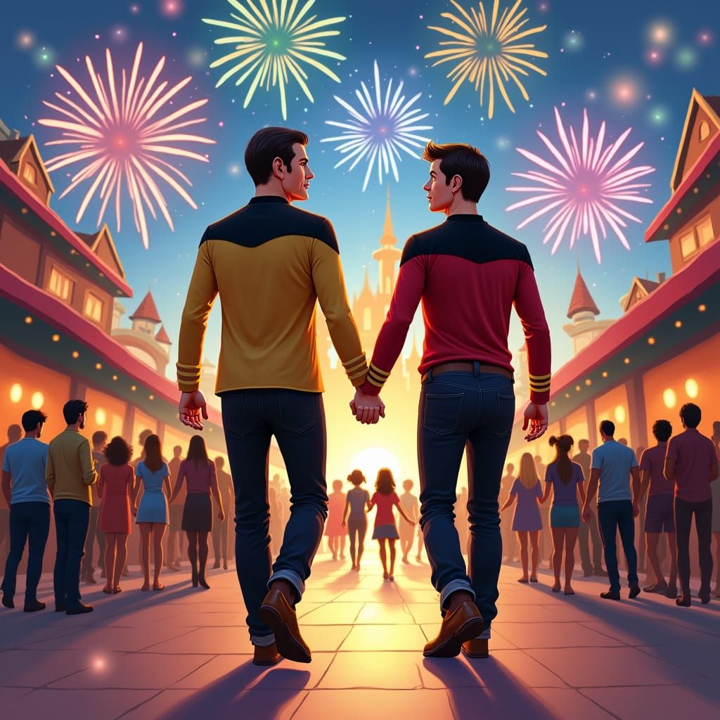 Spock and Kirk Visit Disneyland in Dreamlike Style